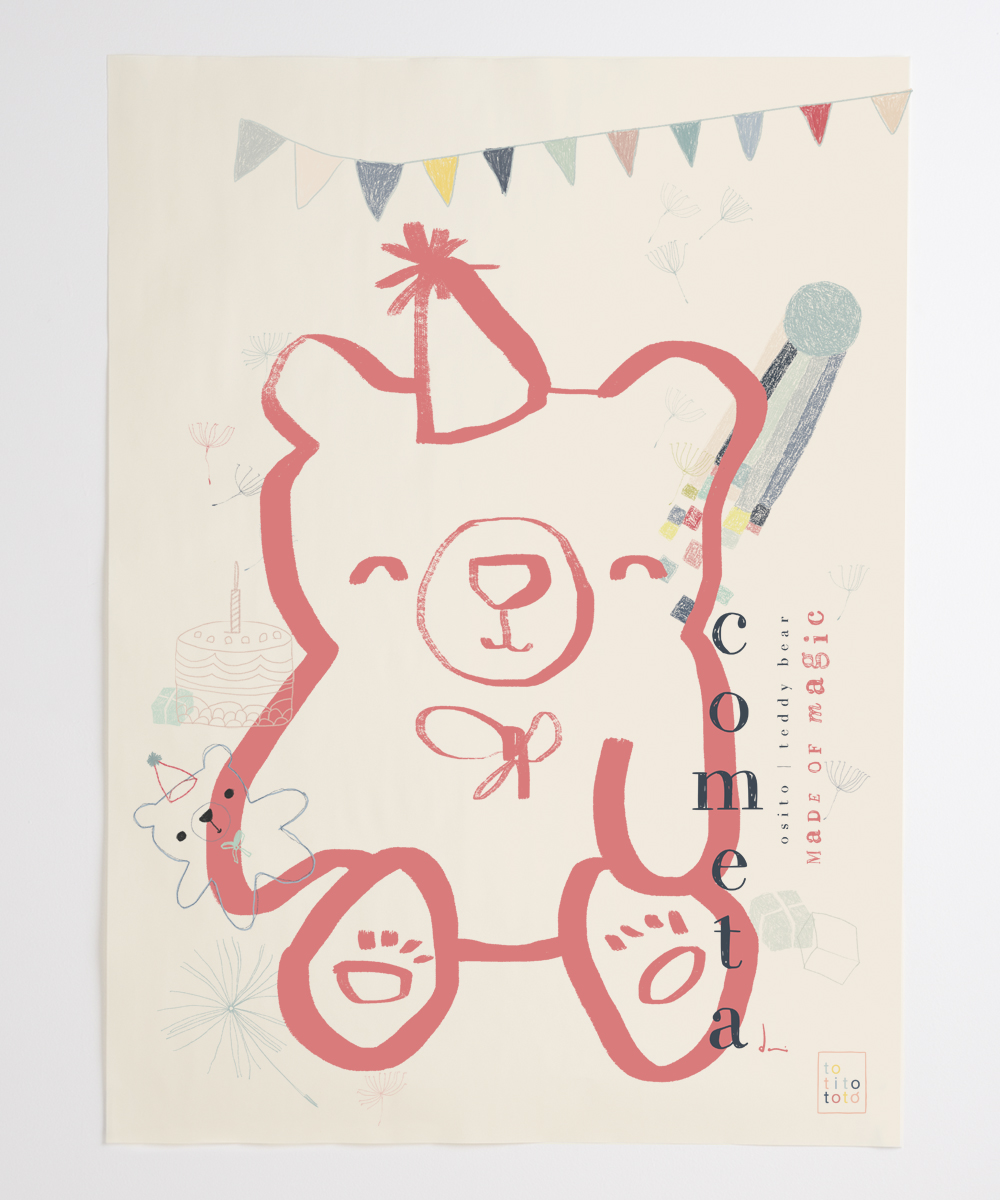 Poster Teddy Bear 32x43 Illustration Art Print Totito Totó