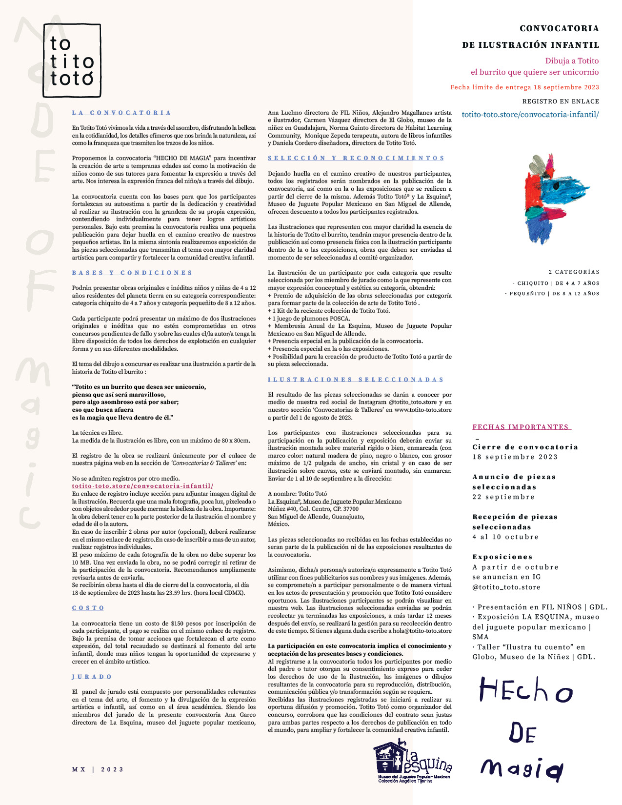 Bases Convocatoria Ilusttración niños y niñas Totito Totó 2023